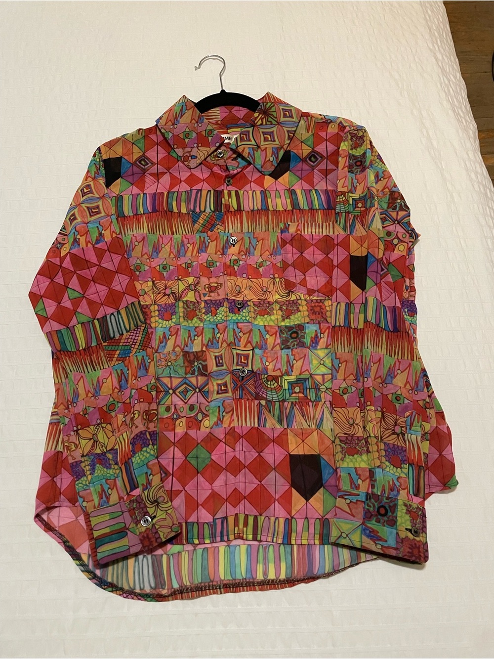 Comme des Garcons Men's Multicolor Printed Button-Up Shirt - Pink Dominant - Picture 3 of 5
